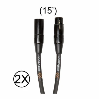 2 Pack Roland Black Series Heavy-Duty XLR to XLR Balanced Microphone Cable (15') - Image 1 of 2