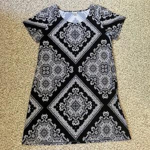 Avenue Womens Black & White Dress Plus Size 22-24 Short Sleeve Boho Stretch - Picture 1 of 7