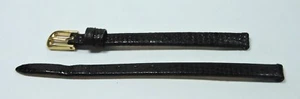 Antique NOS Speidel Black Genuine Lizard  Leather Womens Watch Band 6 mm #J2 - Picture 1 of 10