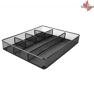 Multifunctional Mesh Drawer Organizer - 6 Compartments, Steel Mesh, Black Finish - Picture 1 of 16