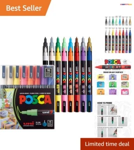Fine Point Acrylic Paint Marker Set - 12 Vibrant Colors, Non-Toxic & Versatile - Picture 1 of 7