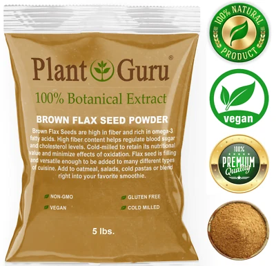 Brown Flax Seed Powder 5 lb. Bulk Omega-3 NON GMO 100% Pure Flaxseed Ground Meal - Image 1 of 4