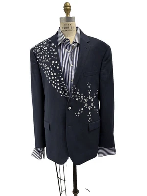 Saks Fifth Avenue Mens Striped French Cuff shirt Blue and white bold stripe 16.5 - Image 1 of 4