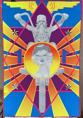 Póster Chopper Motocicleta Sexy Dama Original Luz Negra 1969 Sin Usar Sin Abrir Foto 1 de 4