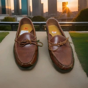Mocasines para hombre Cole Haan Gunnison de cuero ceroso estilo barco talla 11 usados en excelente estado - Imagen 1 de 8
