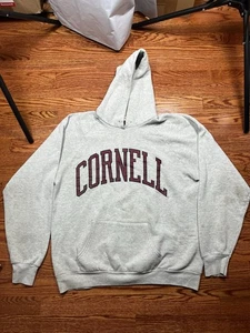 Felpa con cappuccio vintage anni 90 Cornell University Fruit Of Loom taglia XL grigia - Foto 1 di 10