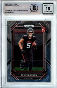 Panini Prizm Drake London RC 2022 automático Beckett auténtico 10 Falcons #308 - Imagen 1 de 2