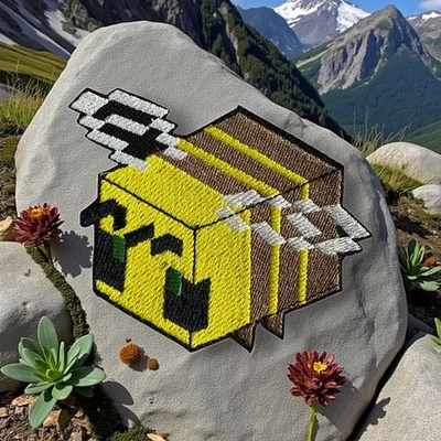 HANDMADE Minecraft Bee Embroidery Patch Multi Sizes 3.80" - 6.80"