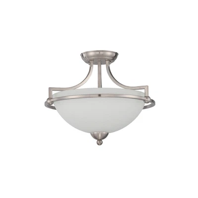 Sunset Lighting Preston 3-Light Semi-Flush Bowl 100W Fixture Bright Satin Nickel - Image 1 of 2