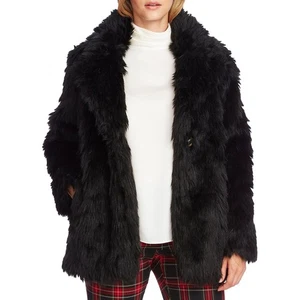 Vince Camuto Damen schwarz Winter kaltes Wetter Kunstfell Mantel Jacke L Brittany and Hanna Factory Outlet 2499 - Bild 1 von 1
