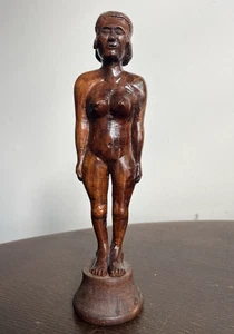 Antique Nude Woman Carved Figure Folk Art 1930s Midwestern Outsider Sculpture - Picture 1 of 24