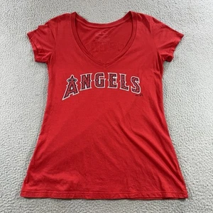 Majestic Threads Red T Shirt Women Large LA Angels Mike Trout Baseball MLB #27 - Picture 1 of 12