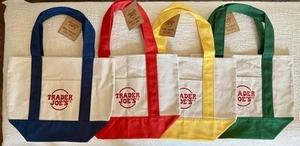 Trader Joe’s Mini Tote Bags: Limited Edition Set of 4: Navy, Red, Yellow, Green - Picture 1 of 2