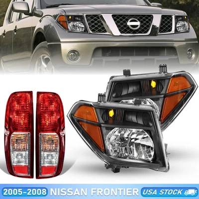Juego de 4 piezas para Nissan Frontier 2005 06 07 08 faros negros + luces traseras rojas Foto 1 de 4