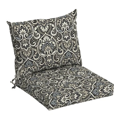 ARDEN Outdoor 21 x 21 in. Dining Chair Cushion Set Black Aurora Damask - Image 1 of 4