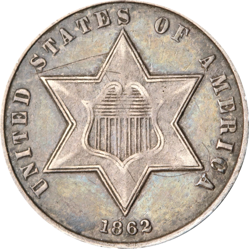 Tres (3) centavos de plata 1862 Foto 1 de 2