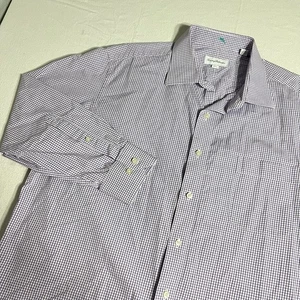 Tommy Bahama Dress Shirt Men’s 17.5 (32-33) Purple Plaid Stretch Button Down - Picture 1 of 10