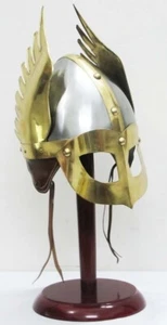 Mittelalter Maske Wikingerhelm Replik Rüstung Kriegerhelm mit Holzständer Geschenk - Bild 1 von 5