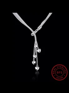 Collana cordino cuore cuoricini Argento placcato / Silver necklace chain heart - Foto 1 di 4