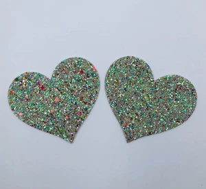 Pair Of Glitter Heart Nipple Pasties Raunchy Sexy Cover Breast (2 Count) - Picture 1 of 1