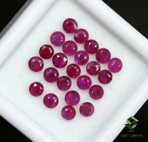 3 mm Natural Ruby Round Cut Lot 50 Pcs 7.14 Cts Calibrated Loose Gemstones - Picture 1 of 5