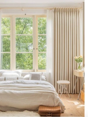 Cortina plisada extra ancha para puerta de patio oscurecimiento aislamiento térmico Foto 1 de 4