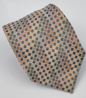 John Ashford Polyester Tie Gray Orange Pink Geometric Men Necktie 58 x 3.25 - Image 1 of 4