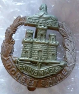 WW1 Dorsetshire Regiment Cap Badge Bi Metal Slider ANTIQUE Org - Picture 1 of 2
