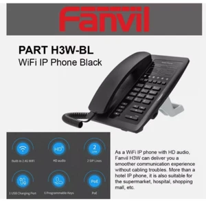 Fanvil H3W Wi-Fi IP Phone Black wireless built-in 2.4Ghz USB for charging VoIP - Photo 1/1