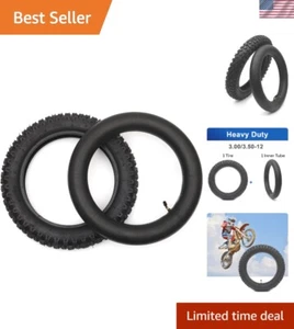 Universal 3.00-12 Motocross Tire and Heavy-Duty Inner Tube Set for Dirt Bikes - Picture 1 of 8
