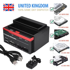 Hard Drive Docking Station, HDD 2.5 3.5 Inch SATA+ IDE Hard Drive Reader USB 2.0 - Picture 1 of 12