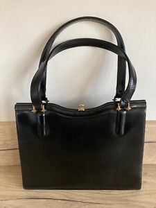 Vintage Waldybag Black Leather Tote Bag H20cm. W24cm. D7cm. Unused.
