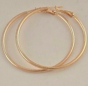 9ct 9K Yellow "GOLD FILLED" Ladies Lovely LARGE HOOP EARRINGS. 50mm Gift,1109