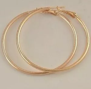 9ct 9K Yellow GOLD Plated Ladies Lovely LARGE HOOP EARRINGS. 50mm Gift 1109 UK - Picture 1 of 3