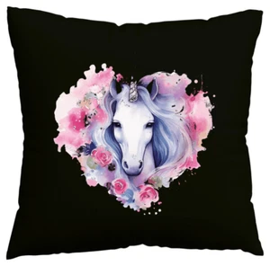 Kissenbezug Einhorn Fabelwesen Pferd Märchen Unicorn Kuscheltier Schwarz 402129 - Bild 1 von 1