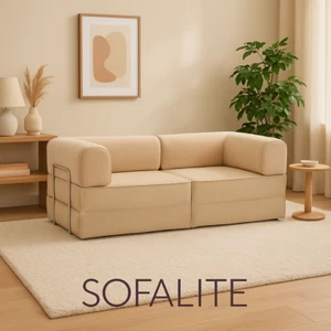 Sofalite 3 Seater Sofa Bed - Cream Latte | Easy Setup | Sofa in a Box - Picture 1 of 17