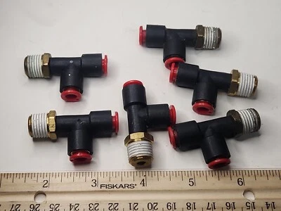 Push To Connect Nylon Tee Fitting  1/4" Tube,x 1/8"mnpt S'pore 9mc  lot of 5 - Image 1 of 3