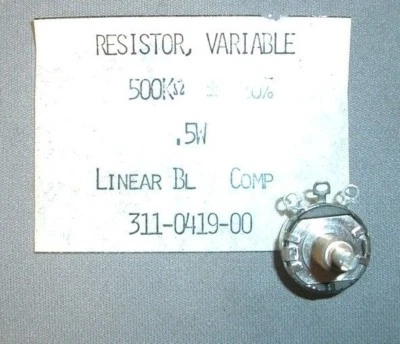Tektronix 500K Linear taper Potentiometer 1/8" shaft, 20% Tol 311-0419-00 - Image 1 of 3