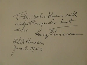 Signed By Harry S. Truman To Dr. John Myers Encyclop Of Biblical Interpretation  - Picture 1 of 12