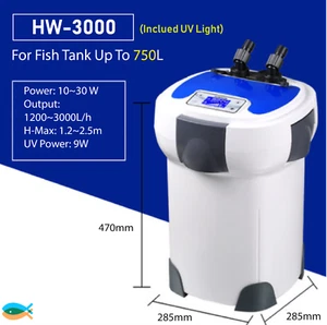 SUNSUN HW-3000 1200L/H-3000L/H Flow Adjustable External Filter 4 x Free Media - Picture 1 of 7