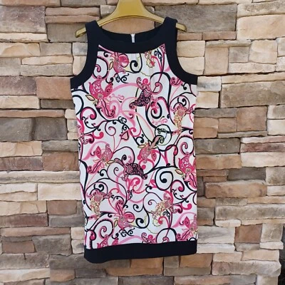 Vestido AGB Para Mujer Sin Mangas Talla 12 Informal - Rosa Floral Bolsillos Cachemira Foto 1 de 4