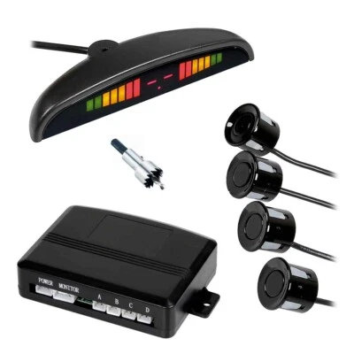 KIT 4 SENSORI DI PARCHEGGIO CON DISPLAY LED+SUONO NERI CON CICALINO ACUSTICO - Immagine 1 di 2