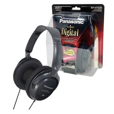 Panasonic RP-HT225 Monitor Headphones XBS Bass 3m Cable In-Line Volume Black NEW - Image 1 of 2