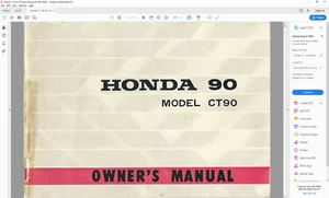 1969 Honda CT90 K1 Owners Manual PDF Trail 90 Owner's Manual Maintenance - Picture 1 of 6