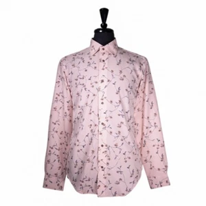 Mens Hawaiian Shirt Medium Pink Floral Button Up Casual Summer Tropical Beach - Picture 1 of 8