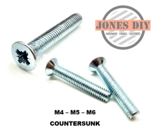TORNILLOS DE MÁQUINA M4 M5 M6 PERNOS DE ACERO ZINC POZI CONTRAHUNDIDOS 1" 2"" 10MM 20MM 50MM - Imagen 1 de 14