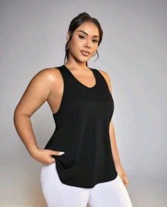 SHEIN CURVE SIZE 4XL/24 ACTIVE-WEAR BLACK SPORTS VEST TOP - Picture 1 of 9