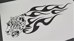 Ghepardo Fiamma Leopardo Fuoco Tribale Aerografo Stencil Animale Modello Riutilizzabile - Foto 1 di 3