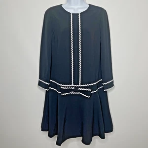 Ted Baker London Gilla schwarz weiß Drop Waist Etuikleid Ric Rac Schleife Gr. 2 - Bild 1 von 8