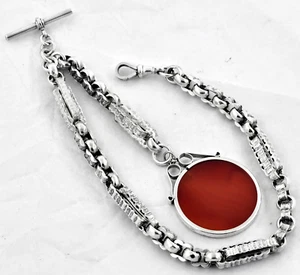 Sterling Silver Fancy Bar & Link Antique Pocket Watch Chain  Standard Silver Co - Picture 1 of 7